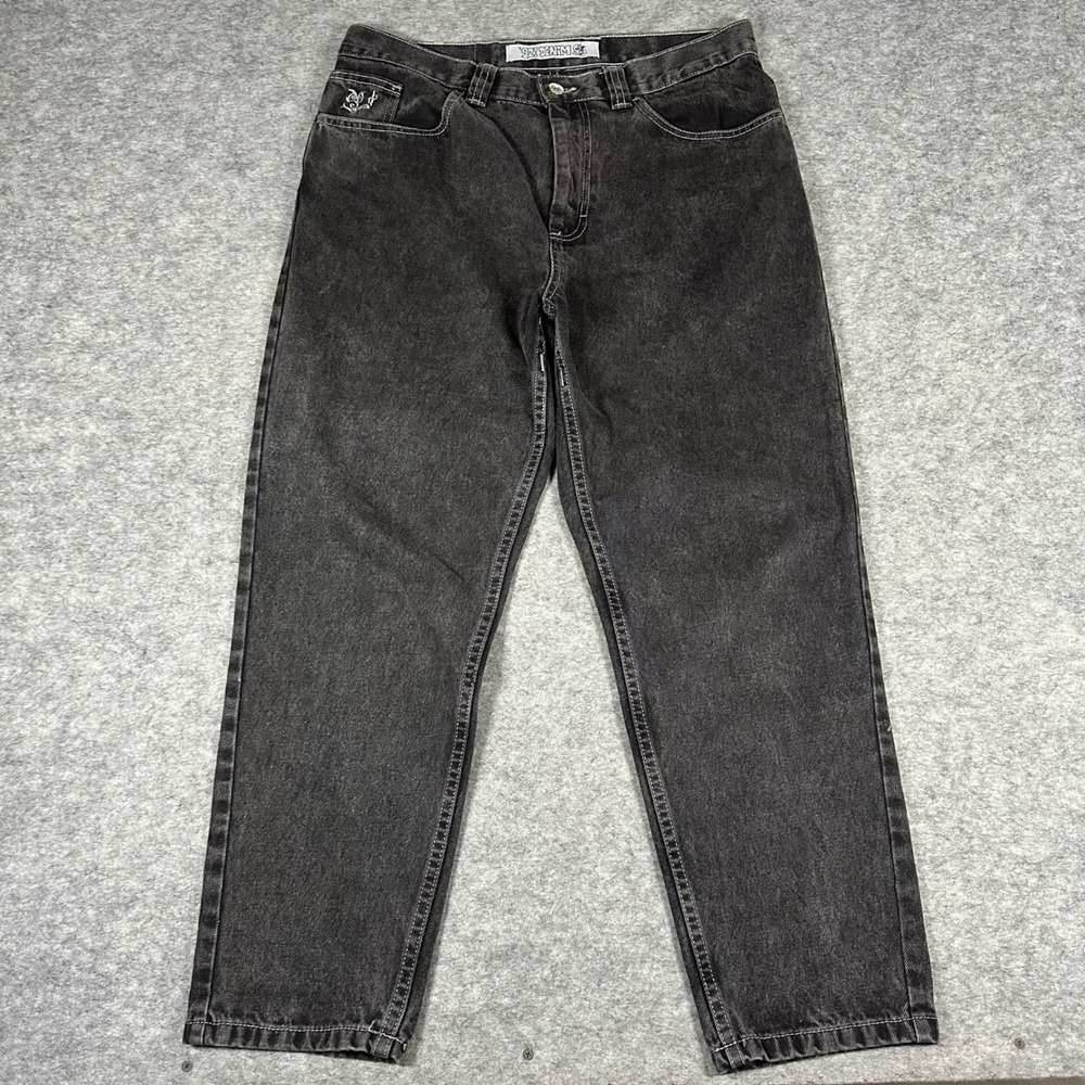 Polar Skate Co Mens Black 92 Denim Baggy Tapered Jeans 32/30